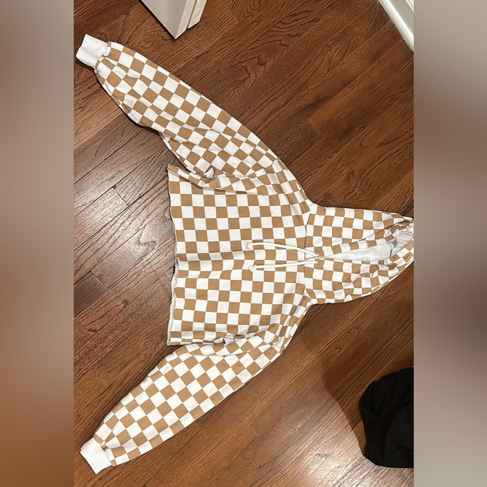 Cropped checkered sweat shirt